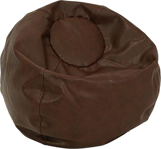 FDP Rustic Kid 22" Bean Bag Chair, Furniture for Kids, Perfect for Reading, Playing Video Games or Relaxing, Alternative Seating for Classrooms, Daycares, Libraries or Home - Walnut