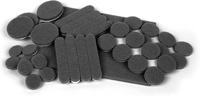 Slipstick Premium Wool Felt Furniture Pads/Floor Protector Variety Pack (37 Pieces) Self Stick Furniture Felt Protection Pads, Safe on All Hard Surfaces, Gray, CB171