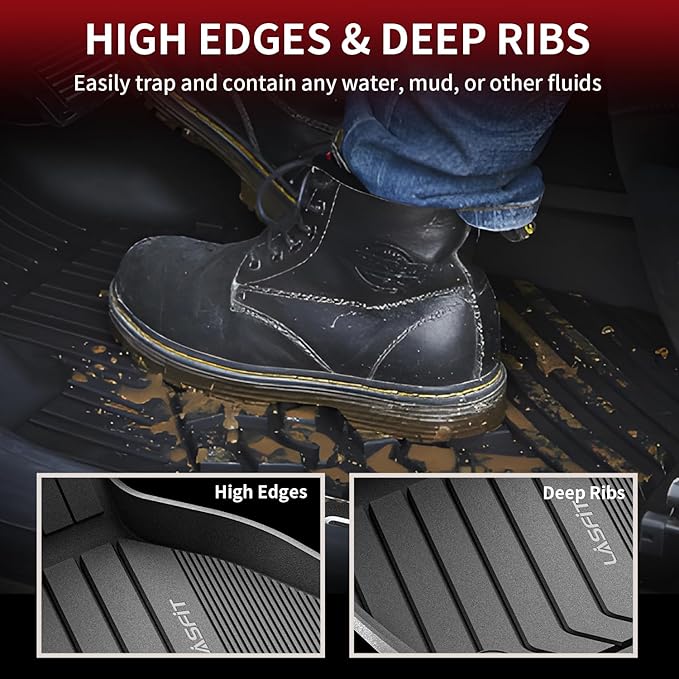LASFIT Floor Mats Fit for BMW X5 New 2019-2025 2026 All Weather Floor Liners Custom Fit TPE Mat Front & Rear Rows Car Mat Full Set for 50i M50i M 45e 50e 40i M60i(Only for 5 Passengers), Black