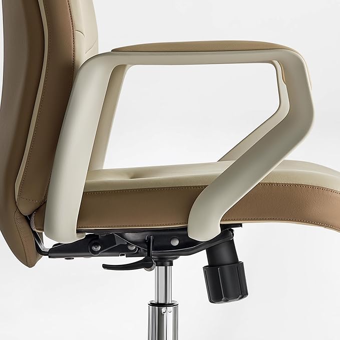 EUREKA ERGONOMIC Clara Executive Office Chair, Faux Leather Computer Task Chair, High Back Swivel Desk Chair with Lumbar Support and 3-Position Recline Lock, Beige-Brown