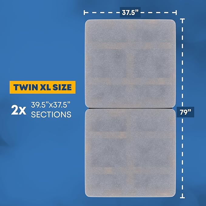 Greaton, Premium 38mm Split Wood Bunkie Board Twin XL Size Bed - 2-Piece Under Mattress Support Board, Fully Assembled, Fabric Ventilation Cover - Replaces Wooden Slats or Box Spring for Bed Frames