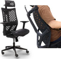 Ergonomic Office Chair with 4D Headrest, Large Mesh Desk Chair with Adjustable Seat Depth, High-Rebound Backrest, Adjustable Arms, 90°-145° Tilt Lock, Comfortable Chair for Home Office