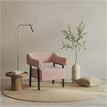 Wismestr Corduroy Upholstered Accent Chair - Cozy Modern Decorative Armchair, Comfortable Cute Corner Side Chairs for Living Room, Bedroom, Reading Nook, Small Spaces (Pink, Black Leg)
