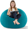 HABUTWAY 2FT Bean Bag Chair, 2' Beanbags Small Bean Bag Chairs with Filling, Teardrop Bean Bag Chair Luxurious Velvet Ultra Soft Fur with Removable Cover (Dark Green)