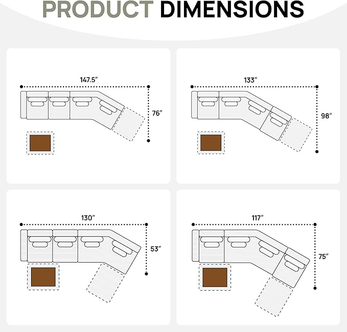 147" Oversized L-Shaped Modular Sectional Sofa, Modern 6-Seater Cloud Couch with 2 Storage Ottomans, Washable Pet-Friendly Fabric for Living Room, Apartment