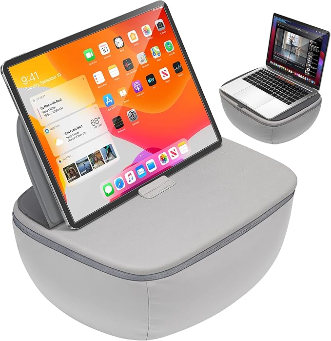 Lap Desk with Cushion - Ultra-Thick, CoolFoam 7 to 14.2 inch Laptop Tablet Stand - Washable Lycra Lap Pad Pillow Desk iPad Stand Phone Holder for Bed, Couch, Sofa, Home, Office, Gift Ideas