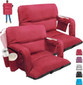 Stadium Seats with Back Support,Wide Stadium Chairs with Back and Cushion, Sofa Style Stadium Seats, 6 Reclining Positions, Extra Thick Bleacher Seat for Sports Events (Red-2 Pack,Wide|25")