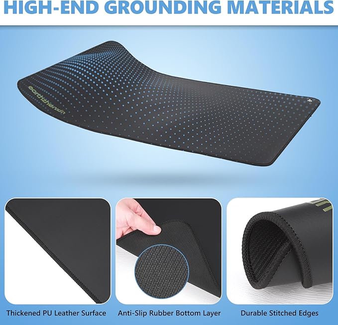 earthzhenxin Grounding Mat for Feet, Grounding Mat Improve Sleep, Relieve Pain, Conductive Mat for Magnetic Therapy, Earth Connected Pad for Home, Office and Work 2 Pack(Black 16"x24")