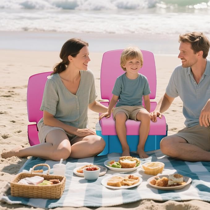 Goplus Poolside Chair for Edge of Pool, Foldable Portable Flip Seat w/Back Support & 2 Handles, Lightweight Outdoor Camping Chair for Stadium, Tailgating, Fishing, Boats, Beach (Pink, 1 Pack)