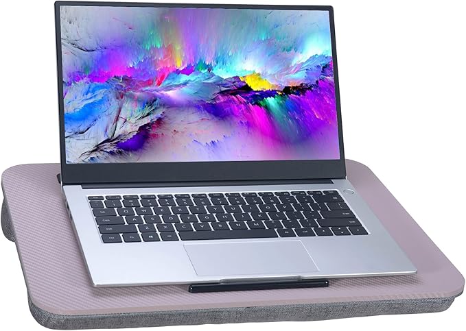 Portable Laptop Desk Fits Up to 16“ Laptops, with Tablet Slot, Built-in Cushion, Great for Home & Office,Lap Desk for Laptop,Lap Desk with Cushion (Grey Violet, Medium)