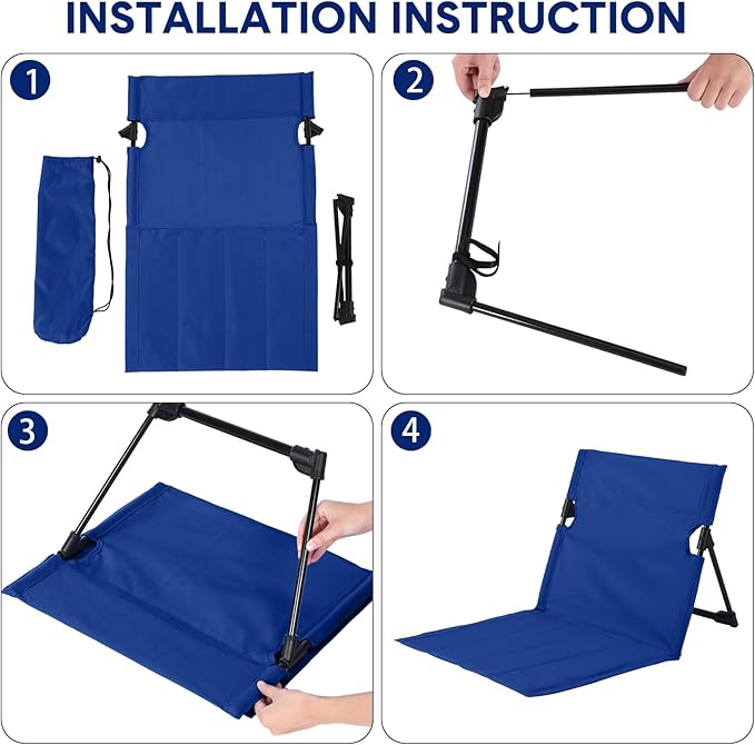 Jetec Foldable Floor Backrest Chair Portable Camping Chair with Storage Bag Light Weight Lazy Seat for Indoor Outdoor Bed Ground Park Lawn Concerts Beach Hiking