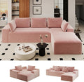 KAPEETOO Modular Sectional Sofa Cloud Couch for Living Room, Right L Shaped Boneless Couch with Chaise Longue, Oversize 3-Seater Sectional Sleeper Sofa Set with Deep Seat Bedroom (Pink)