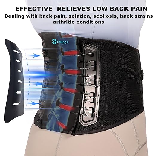 TANDCF Back Brace for Lower Back Pain Relief with Pulley System,Lumbar Support Belt for Men & Women with Bionic Support System, Ergonomic Design and Lightweight Skin Friendly Material (XL)