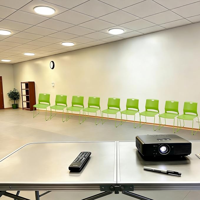 Green Stacking Chairs Set of 4, Modern Stackable Office Chairs with Wide Plastic Seat & Metal Sled Base for Waiting Room Break Room Conference Church Banquet Lobby