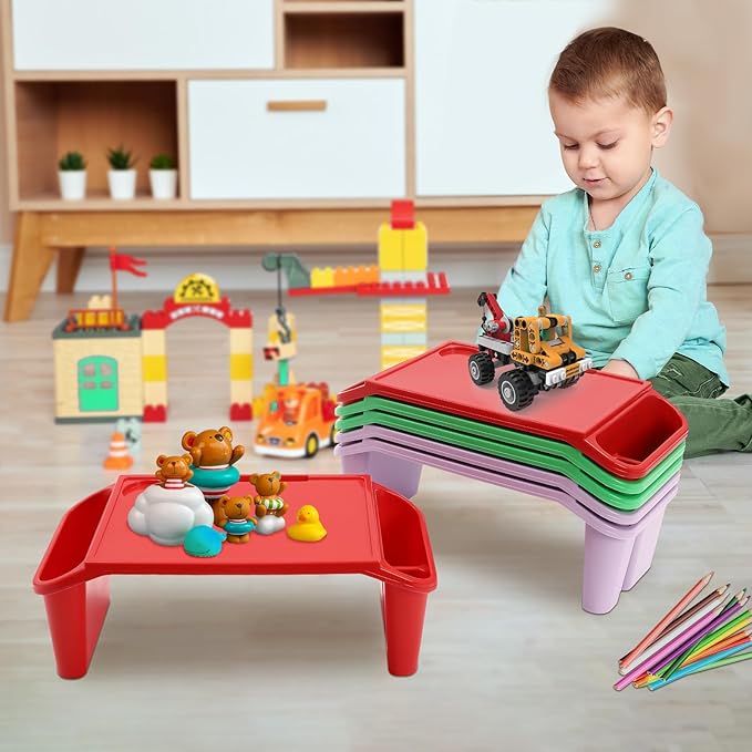 6 Pcs Kids Lap Desk Tray Set for Writing & Eating, Portable Lightweight Desks with Side Pockets for Home, School, Classroom, and Travel Use