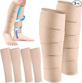 Croknit 3 Pairs Lymphedema Compression Leg Wraps Adjustable Lower Leg Cover up Medical Shin Splint Wrap for Heaviness Fatigue (Complexion)