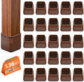 BAIPOK 36Pcs Square Chair Leg Floor Protectors for Hardwood Floors, Felt Furniture Pads Furniture Sliders, Silicone Covers to Protect Wood Tile Floors, Reduce Noise & No Scratch, Small, Brown