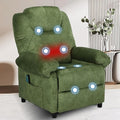 Pushback Massage Recliner Chair with Heat, Fabric Heated Massaging Reclining Chair Single Sofa for Adults, Mid Century Small Push Back Manual Recliner for Living Room,Green