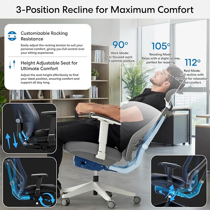 AUTONOMOUS ErgoChair Pro Ergonomic Office Chair Foam Black Adjustable Lumbar Support, Rolling Swivel - Home office Desk Chairs with Wheels and Arms - Ergonomic Desk Chair Comfy for Gaming & Long Hours
