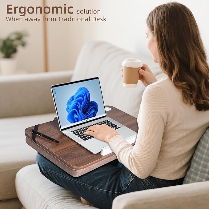 Lap Desk, Lap Desk with Cushion, Fits up to 17 inch Laptop, Premium Portable Laptop Stand Desk with Tray, Pad & Phone Holder, Home Office for Bed/Couch/Car/Reading/Writing