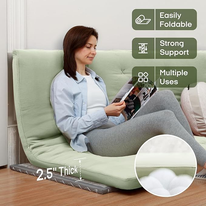 ZonLi Japanese Floor Futon Mattress King Size 80"x 76", 100% Cotton Cover 2.5'' Thicken Tatami Mattress, Foldable Sleeping Pad, Portable Dormitory Tatami Mat, Roll Up Floor Lounger Bed for Adult