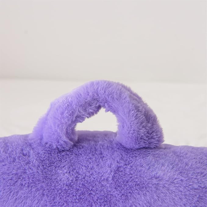 Aimuan Reading Pillow Bed Rest Pillow with Arms Rabbit Fur Cushion for Adults Teens Incline Rest Sitting up & Sleeping Snoring Pillow with Pregnancy Lumbar Back Support (Purple)