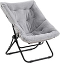 Givjoy Comfy Folded Chair, Soft Faux Fur Oversized Folding Accent Chair, Flexible Lounge Lazy Chair for Adults Kids, Metal Frame Moon Chair for Dorm Room, Bedroom, Living Room