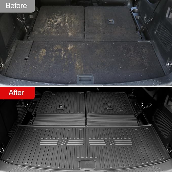 Floor Mats for 2020-2025 2026 Ford Explorer Accessories, Cargo Mat with Backrest Mat All Weather TPE Waterproof for Ford Explorer 6 Passenger Captain Seat ST Accessories 2025 2024 2023