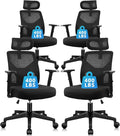 CLATINA Ergonomic Office Chair Computer Desk Chair with High Back Mesh and Adjustable Lumbar Support Rolling Work Swivel Task Chairs with Wheel 3D Armrests and Headrest, Black, 4 Pack