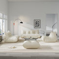 Comfy Lazy Floor Sofa Couch,Soft Armless Chair,Faux Leather Lounge Chair,Corner Relax Sofa Couch for Living Room Bedroom,Salon Office,Adults((White+3P+2P+1P+Ottoman)