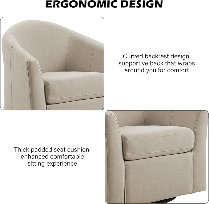 DREAMSIDEA Swivel Accent Chair Armchair, Modern Round Single Sofa Seating Comfy Reading Barrel Chairs for Living Room Bedroom (Brown, Set of 1)