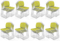 VINGLI Stackable Chairs Set of 40, Stacking Office Chairs with Metal Sled Base, Ergonomic Plastic Padded Seat & Back, Capacity 350lbs, Stacking Chairs for Waiting Room Break Room Banquet Guest, Green