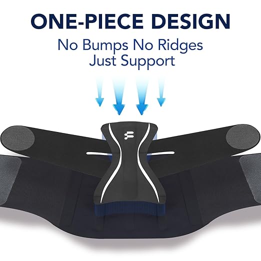 Fitomo Ultra Thin Back Brace for Women Men, Seamless Yoga Fabric for All Day Comfort, Slim-Fit, Wear under Clothes, Removable Lumbar Pad for Lower Back Pain, Sciatica, Posture, Lifting, Black, Size M