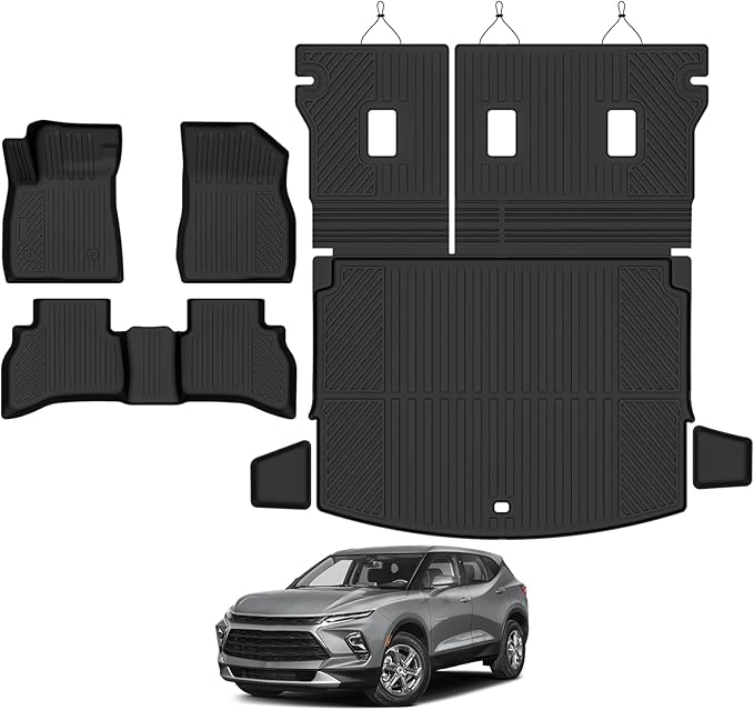 Floor Mats for 2021-2025 2026 Chevrolet Trailblazer (Only Fit AWD) Floor Mats & Trunk Mat & Backrest Mats for Chevrolet Trailblazer All Season Accessories(Only Fit Cargo in Upper Deck Position)