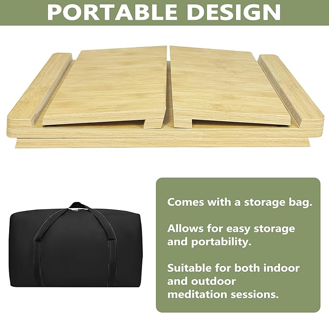 koretech Floor Table, Altar Table Paulownia Folding Design, Low Meditation Table for Sitting on The Floor Japaness Table Tatami Table (Bamboo Color)