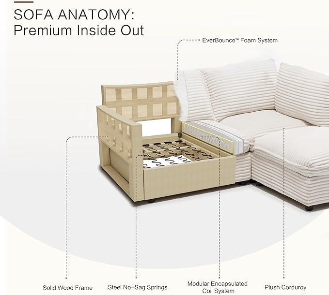 FIRLZY Oversized Modular 8 Seater Sofa with Removable Covers and Storage, Convertible U, L-Shaped and Sleeper Sectional, Modern Corduroy Couches with Ottoman Chaise for Living Room, Gray