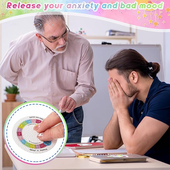Gersoniel 72 Pcs Anxiety Sensory Stickers Strips Adhesive Textured Mental Health Calm Stickers Mindfulness Fidget Decals Stress Anxiety Relief Items for Therapy Office Desk Counselor(Cute Breathe)
