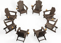 KINGYES Folding Adirondack Chair Set of 8, HDPE All-Weather Folding Adirondack Chair, Coffee