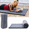 Leewadee - Foldable Floor Mattress - Japanese Roll Up Futon -Trifold Tatami Mat- Guest Floor Bed - Camping Mattress - Thai Massage Mat, Kapok Filled, 75 x 28 inches, Anthracite