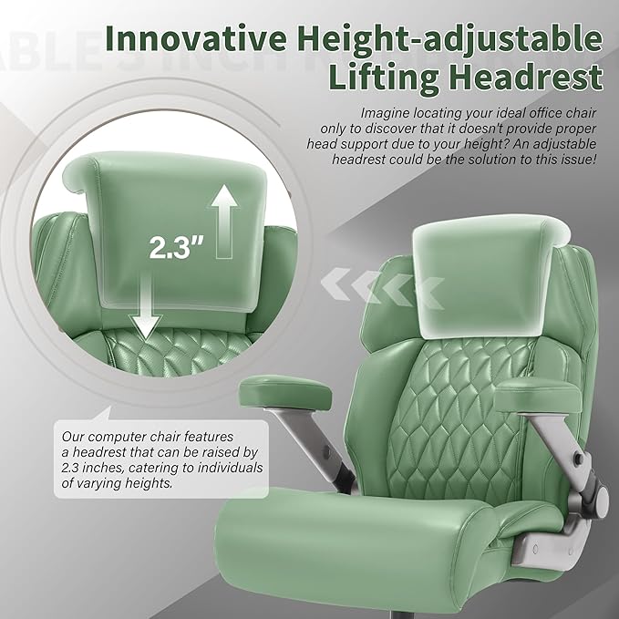 Big and Tall Office Chair 700lbs - Adjustable Headrest&Lumbar Support, 3D Flip Arms, Large Wheels &Heavy Duty Metal Base, Ergonomic High Back Computer Chair Desk Chair, Thick Padded Extra Wide Seat