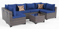 Kullavik 7 Pieces Outdoor Patio Furniture Set,Wicker Outdoor Sectional Sofa,All-Weather Patio Conversation Sets with Washable Thick Cushions & Coffee Table for Garden,Backyard,Balcony,Porch,Navy Blue