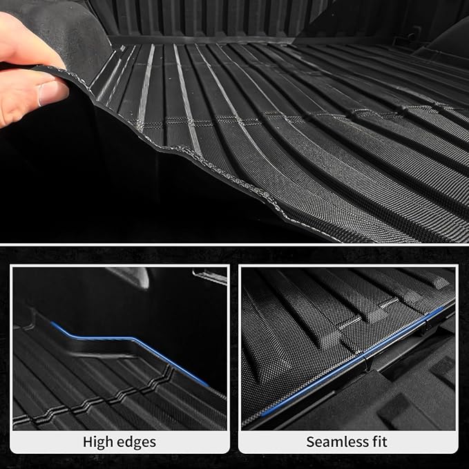 OEDRO Truck Bed Mat Fit for 2017-2025 2026 Ford F250/F350/F450 (6.75ft,81.9" Bed), TPE All Weather Ford F250 6.75FT Heavy Duty Pickup Bed Liner Accessories, Black