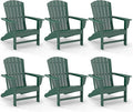 GREENVINES Adirondack Chairs Set of 6 | HDPE Plastic | All Weather | Oversized Fire Pit Chair | Forest | Poly Lumber | for Outdoor Deck Backyard Patio Garden