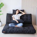 MAXYOYO Bean Bag Bed Tufted Folding Sofa Bed with Pillows Floor Mattress for Adults, Extra Thick and Long Floor Sofa, Twin Couch for Bedroom Living Room, Black, 39x91 Inch