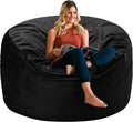 HABUTWAY Bean Bag Chair 3Ft Luxurious Velvet Ultra Soft Fur with High Rebound Memory Foam Bean Bag Chairs for Adults Plush Lazy Sofa with Fluffy Sponge 3' (Black New)