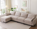 Rexulqo 135'' Modular Sectional Sofa with All Seats Storage, Oversized L Shaped Couch for Living Room,4-Seater Comfy Cloud Couches with Movable Ottoman,Big Sectional for Bedroom,Velet,Khaki