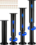 Olldag 4 PCS Adjustable Height Bed Support Legs [with 18PCS Screws] for Bed Frame/Bed Center Slat, Heavy Duty Furniture Replacement Legs 7.08-12.2 inch for Sofa/Cabinet/Couch/Dresser/Table (Black)