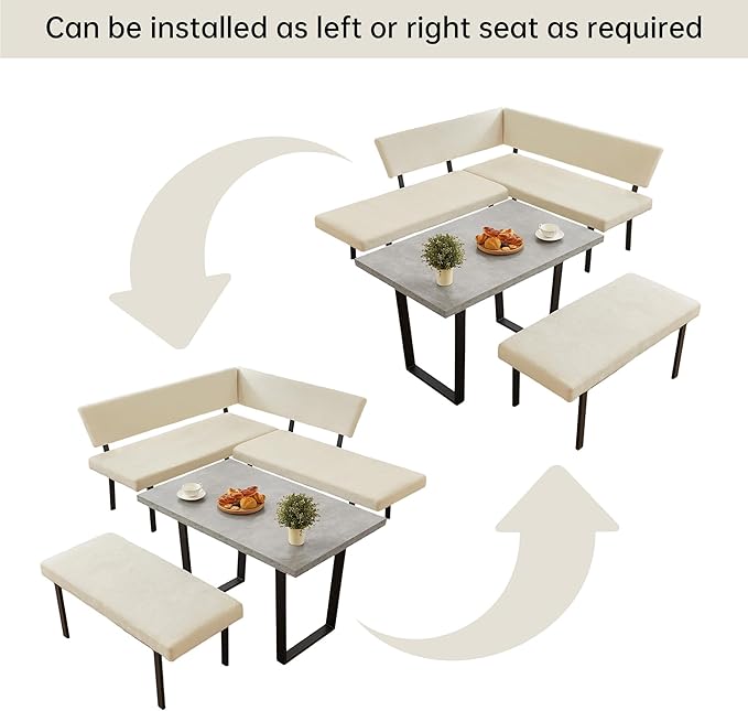 3-Piece Corner Dining Table Set with Bench, 67 Inch Space-Saving Breakfast Nook for Kitchen & Dining Room, Beige