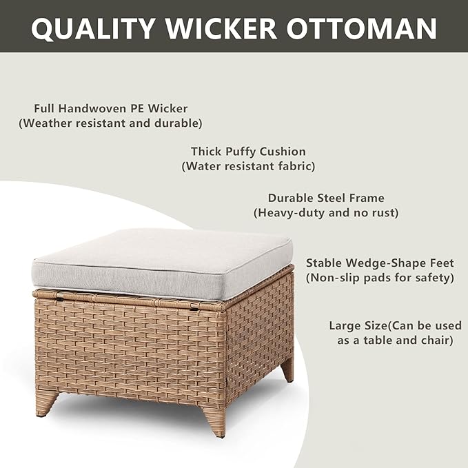 Rilyson Patio Furniture Swivel Chairs Set - 7 Piece Wicker Rattan Outdoor Sectional Conversation Sets with 4 Swivel Rocking Chairs,2 Ottomans and 1 Sofa for Porch Deck Garden(Yellow/Beige)