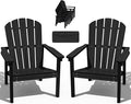 nevilywood Compact Stackable Adirondack Chairs Set of 2, 26.3" Wide HDPE Outdoor Patio Chairs - Durable, Space-Saving Design for Porch, Lawn or Garden, Black